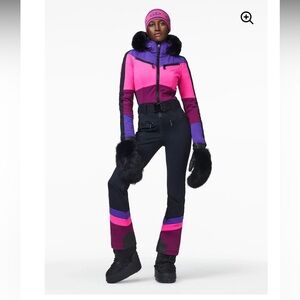 RARE: Goldbergh PEARL JUMPSUIT FUR AMETHYST Ski Suit Waterproof Size 4